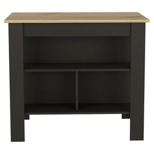 English Elm Brooklyn Rustic Kitchen Island with Hidden Shelves and Ergonomic Bar Design for Entertaining Elegance Black,Light Oak,Multicolor 45 L x 32 W x 4 H B128P148675