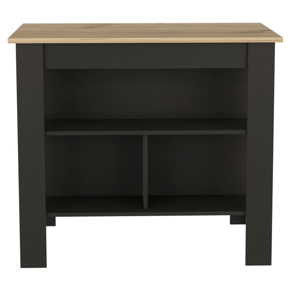 English Elm Brooklyn Rustic Kitchen Island with Hidden Shelves and Ergonomic Bar Design for Entertaining Elegance Black,Light Oak,Multicolor 45 L x 32 W x 4 H B128P148675