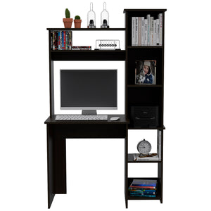 English Elm Nashville Compact Writing Desk with 6 Shelves, Ergonomic 27.8" Height, Hutch Storage for Home Office B128P148946