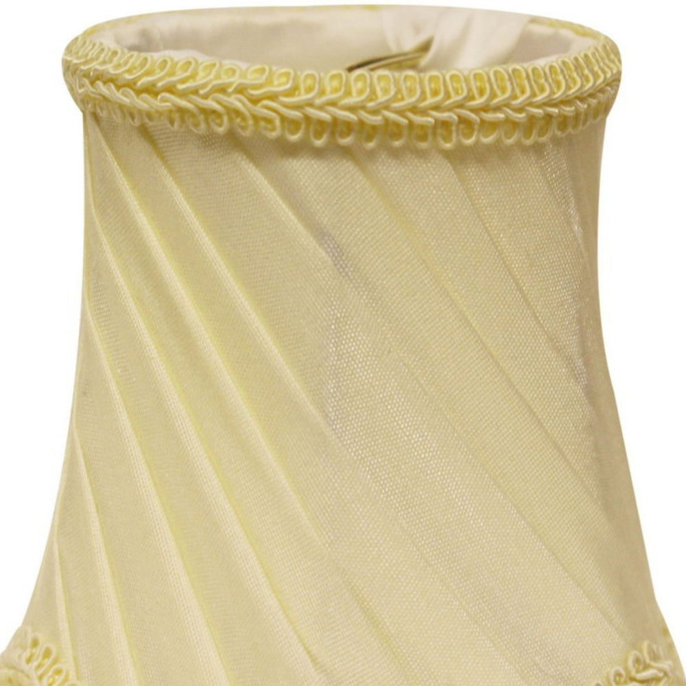 English Elm Slant Silk Chandelier Shades Set of Six with Pleated Texture and Braided Trim B075101694
