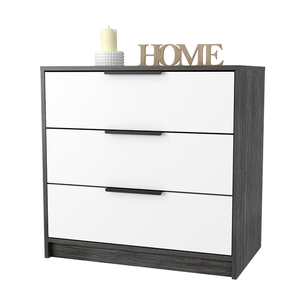 English Elm Washington Five Drawer Dresser with Light Oak Frame and White Fronts, Space-Saving Minimalist Storage Chest Multicolor 31 L x 21 W x 7 H B128P148840