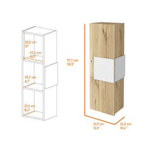 English Elm Nottingham Light Oak-White Medicine Cabinet with 3 Shelves, Engineered Wood, Nickel Hinges, Moisture Resistant B128P148763