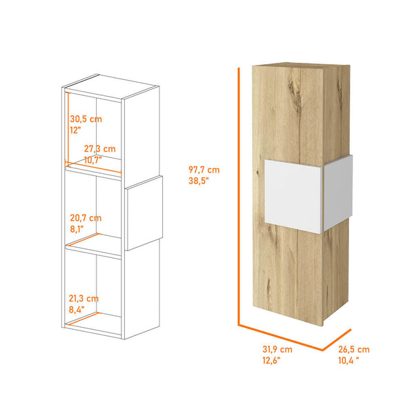 English Elm Nottingham Light Oak-White Medicine Cabinet with 3 Shelves, Engineered Wood, Nickel Hinges, Moisture Resistant B128P148763