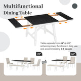 English Elm Trexm 6-Piece Classic Dining Table Set, Rectangular Extendable Dining Table With Two 12"W Removable Leaves and 4 Upholstered Chairs & 1 Bench For Dining Room (White+Black)