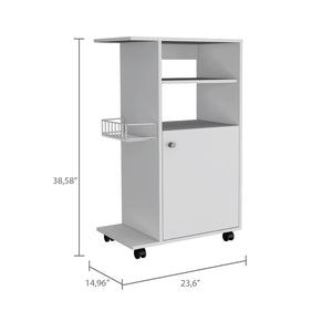 English Elm Columba Kitchen Cart with Microwave Countertop and Single Door Cabinet on Smooth Rolling Casters for Easy Mobility Black 46 L x 22 W x 4 H B128P148689