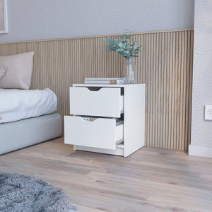 English Elm Dillon White 2-Drawer Nightstand with Spacious Top & Smooth-Glide Storage for Bedroom Organization B128P148695