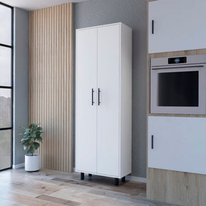 English Elm Oklahoma Tall Pantry Cabinet White — 5-Shelf Cupboard Organizer with Metal Handles & Legs B128P148774