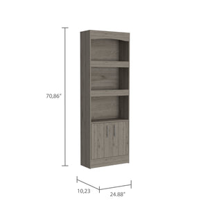 English Elm Durango Tall 70.8" Bookcase with Three Framed Shelves and Double Cabinet Doors for Elegant Storage Beige 74 L x 16 W x 5 H B128P148910