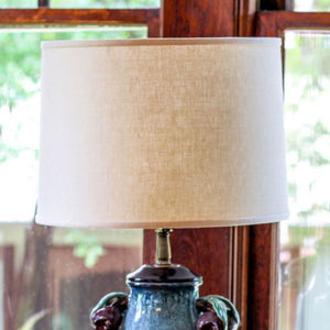 English Elm Slant Retro Drum Linen Lampshade Washer Fitter Warm Beige Glow for Floor Table Lamps B075101375