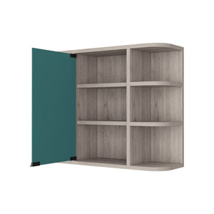 English Elm Valdez Light Gray Medicine Cabinet with Mirror Door, 6 Open Shelves, Water-Resistant Engineered Wood B128P148819