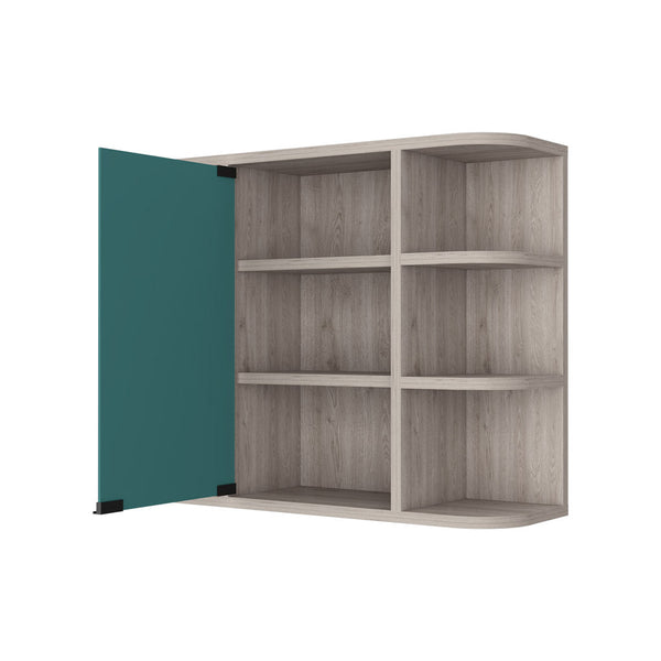 English Elm Valdez Light Gray Medicine Cabinet with Mirror Door, 6 Open Shelves, Water-Resistant Engineered Wood B128P148819