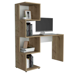 English Elm Lincoln Multicolor Computer Desk with Bookcase, 47.24" Worksurface, 4 Deep Shelves & Comfort Height B128P148929