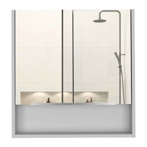 English Elm Ozark Modern 24" Mirrored Medicine Cabinet with Three Interior Shelves and Open Bottom Shelf Light Gray 28 L x 22 W x 5 H B128P148782