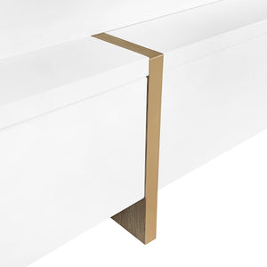 English Elm On-trend Square Coffee Table High Gloss White Top Wood Grain Legs Four Drawer Storage WF314582AAK