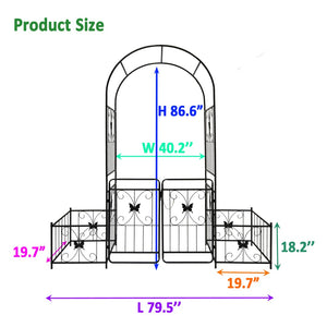 English Elm Metal Garden Arch with Double Gate Powder Coated Steel Frame for Climbing Plants W1586P148090