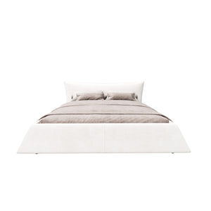 English Elm King Size Velvet Upholstered Platform Bed With Unique Headboard, Solid Wood Frame & Metal Support W1885S00167