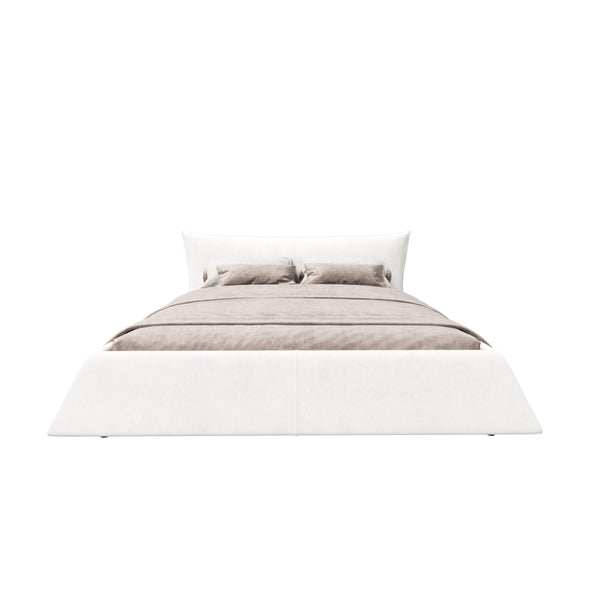 English Elm Queen Size Upholstered Platform Bed With Luxurious Velvet Headboard & Sturdy Solid Wood Frame W1885S00125-GIGA