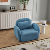 English Elm Living Room Furniture Lazy Sofa Chair Teddy Fabric Blue