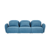 English Elm Living Room Furniture Three Seat Lazy Sofa Teddy Fabric Blue