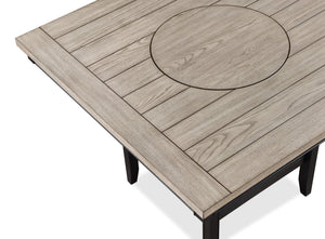 English Elm 1pc Contemporary Transitional Counter Height Dining Table with 20" Lazy Susan Plank Top and Storage Shelf Brown+Light Gray 51.8 L x 51.8 W x 15 H B011P160139