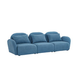 English Elm Living Room Furniture Three Seat Lazy Sofa Teddy Fabric Blue