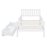 English Elm Twin Size Wood Platform Bed With Guardrails On Both Sides and Two Storage Drawers ,White