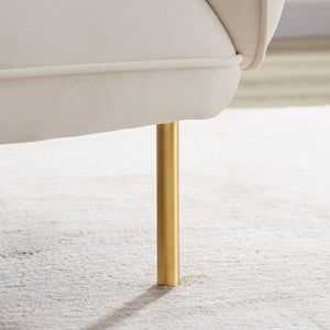 English Elm Oversized Velveta Accent Armchair in Beige — Plush Velvet Upholstered Sofa Chair with Metal Legs for Cozy Living Spaces W542P147987