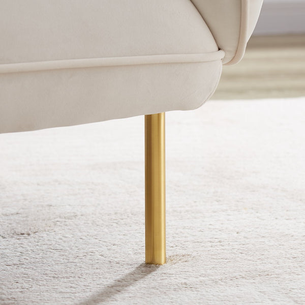 English Elm Oversized Velveta Accent Armchair in Beige — Plush Velvet Upholstered Sofa Chair with Metal Legs for Cozy Living Spaces W542P147987