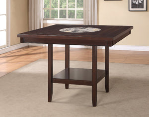 English Elm 6pc Counter Height Farmhouse Dining Set with Lazy Susan Espresso Finish and Bench Dark Brown B011S00775