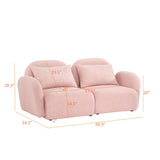 English Elm Living Room Furniture Lazy Sofa Loveseat Teddy Fabric Pink