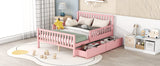 English Elm Full Size Wood Platform Bed With Guardrails On Both Sides and Two Storage Drawers ,Pink