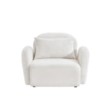 English Elm Living Room Furniture Lazy Sofa Chair Teddy Fabric White