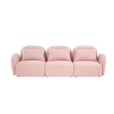 English Elm Living Room Furniture Three Seat Lazy Sofa Teddy Fabric Pink