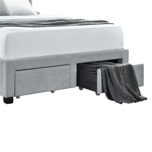 English Elm Light Grey Arched Tufted Full Storage Bed with Curved French Country Design, Elegant Guest Style B062S00277