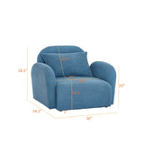 English Elm Living Room Furniture Lazy Sofa Chair Teddy Fabric Blue