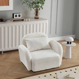 English Elm Living Room Furniture Lazy Sofa Chair Teddy Fabric White