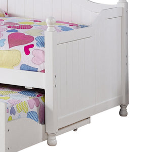 English Elm White Twin Daybed with Trundle - Elegant Curved Back, Slim Vertical Slats, Crystal Hardware, Guest-Ready Double Bed B062S00278