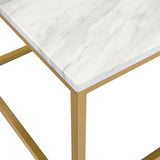 Hearth and Haven White Faux Marble Coffee Table Simple Modern 1Pc Coffee Tables with 2Pcs Table For Living Room and Office, White Gold W1708P143243