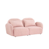 English Elm Living Room Furniture Lazy Sofa Loveseat Teddy Fabric Pink