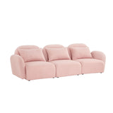 English Elm Living Room Furniture Three Seat Lazy Sofa Teddy Fabric Pink