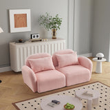 English Elm Living Room Furniture Lazy Sofa Loveseat Teddy Fabric Pink