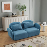 English Elm Living Room Furniture Lazy Sofa Loveseat Teddy Fabric Blue