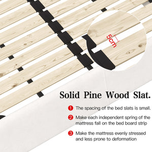 English Elm King Size Upholstered Platform Bed With Velvet Headboard, Solid Wood & Metal Frame, Beige/White W1885S00010