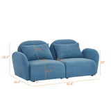 English Elm Living Room Furniture Lazy Sofa Loveseat Teddy Fabric Blue