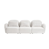 English Elm Living Room Furniture Three Seat Lazy Sofa Teddy Fabric White