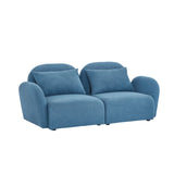 English Elm Living Room Furniture Lazy Sofa Loveseat Teddy Fabric Blue