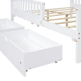 English Elm Full Size Wood Platform Bed With Guardrails On Both Sides and Two Storage Drawers ,White