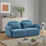 English Elm Living Room Furniture Lazy Sofa Loveseat Teddy Fabric Blue