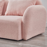 English Elm Living Room Furniture Three Seat Lazy Sofa Teddy Fabric Pink