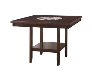 English Elm 6pc Counter Height Farmhouse Dining Set with Lazy Susan Espresso Finish and Bench Dark Brown B011S00775